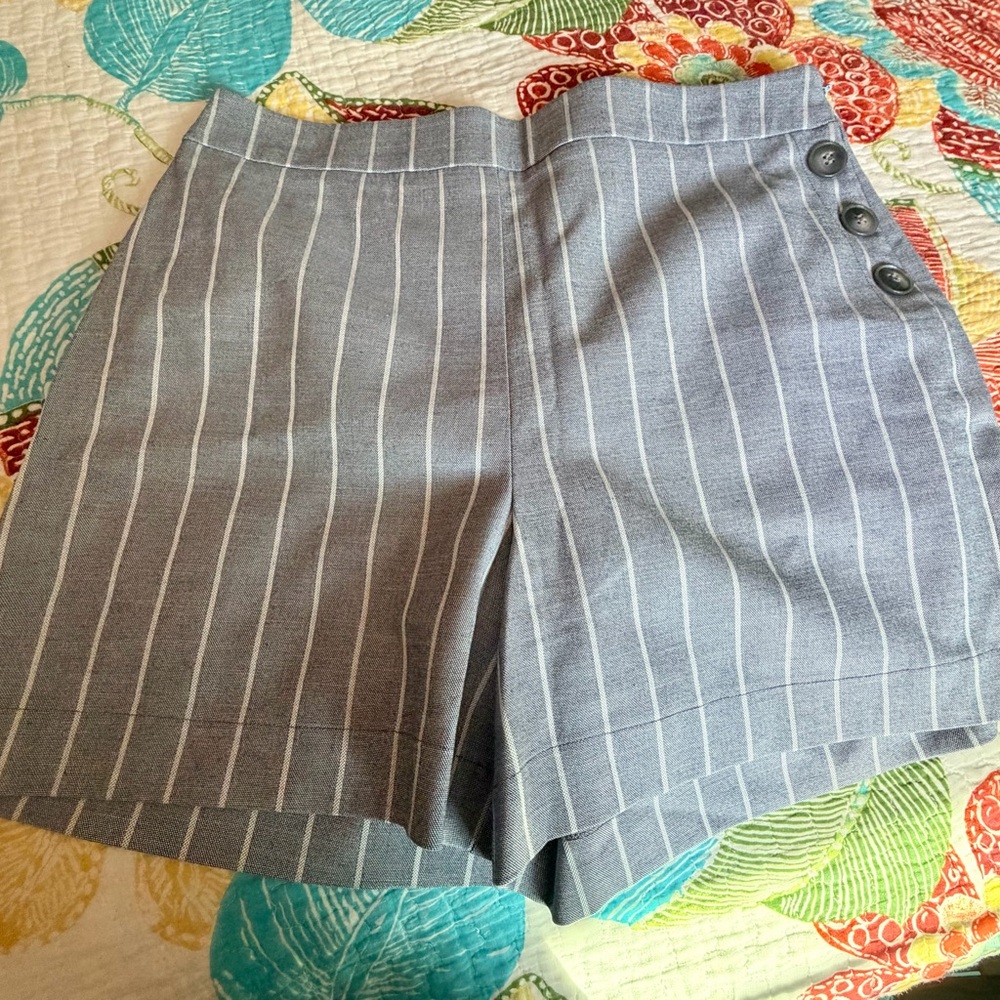 Ann Taylor Factory Gray Pinstripe High Waist Shorts
